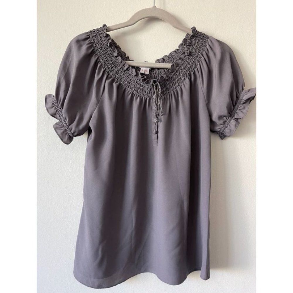 JOIE V-Neck Short Sleeve Silk Blouse